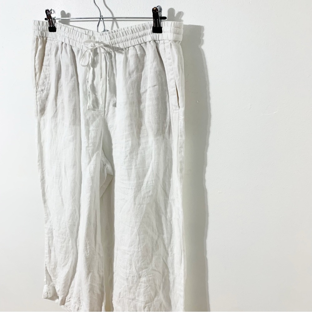 Talbots Linen Drawstring Elastic Waist Cropped Pa… - image 2